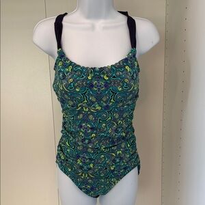 Title Nine Green and Blue Patterned One Piece Swimsuit